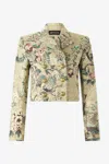 Roberto Cavalli Pheasant Floral Double-breasted Jacket In Gray