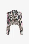 Roberto Cavalli Jaguar-print Ruffle-trimmed Cropped Top In Rosa