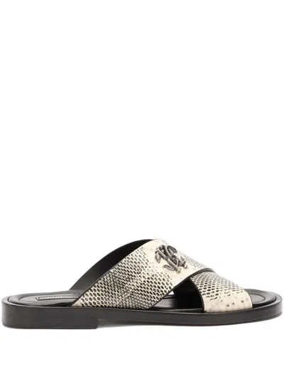 Roberto Cavalli Crossover Slide Sandals In Black