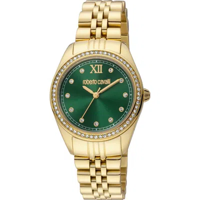 Roberto Cavalli Crystal Bracelet Watch, 31mm In Gold/green
