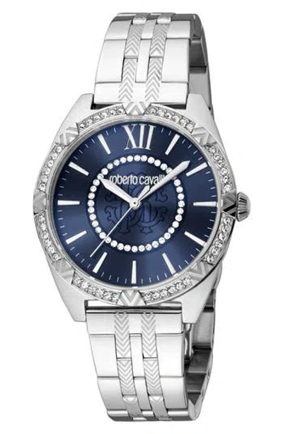 Roberto Cavalli Crystal Bracelet Watch, 34mm In Silver