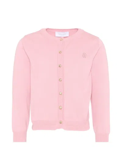 Roberto Cavalli Kids' Crystal Button Cardigan In Pink