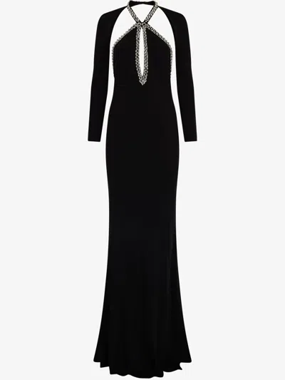 ROBERTO CAVALLI CRYSTAL-EMBELLISHED EVENING GOWN