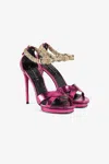 Roberto Cavalli Crystal-embellished Panther Head Sandals In Purple