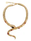 Roberto Cavalli Crystal-embellished Snake-motif Necklace In Gold