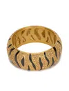 Roberto Cavalli Crystal-embellished Tiger-striped Bracelet In Gold