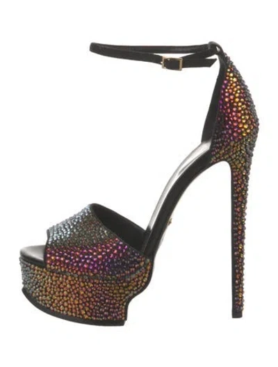 Pre-owned Roberto Cavalli Crystal Patterned Sandals In Black