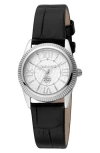 Roberto Cavalli Crystal Quartz Leather Strap Watch, 28mm In Black