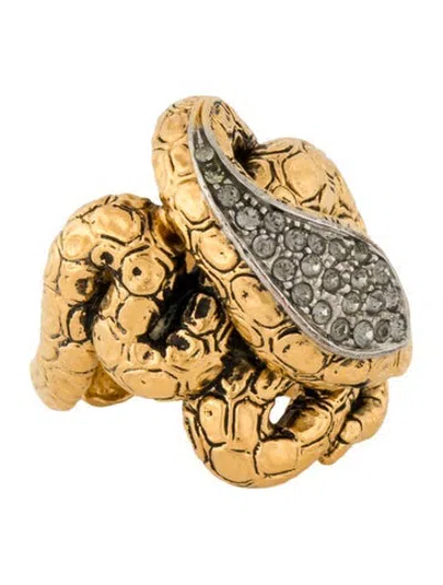 Pre-owned Roberto Cavalli Crystal Serpent Cocktail Ring In Multicolor
