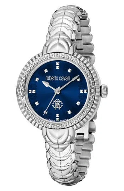 Roberto Cavalli By Franck Muller Crystal Swiss Quartz Bracelet Watch, 32mm In Silver