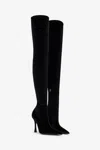 Roberto Cavalli Satin Pointed-toe Thigh-high Boots In Black