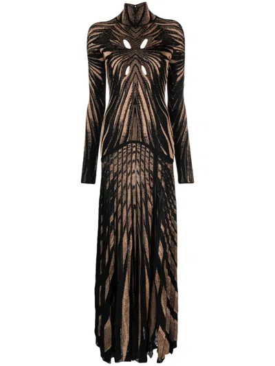 Roberto Cavalli Cut-out Detail Long Dress In 01080 Multicolor