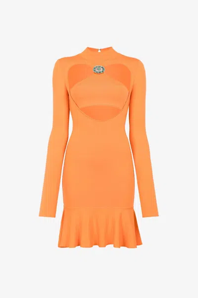 Roberto Cavalli Cut-out Flared Mini Dress In Orange