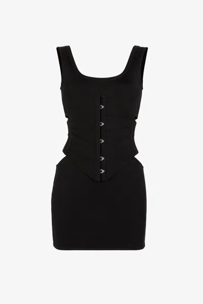 Roberto Cavalli Cut-out Knit Mini Dress In Black
