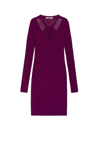 Roberto Cavalli Cut Out Knitted Mini Dress In Purple