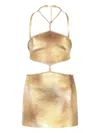 Roberto Cavalli Kurzes Cut-out-kleid Mit Seilen In Gold