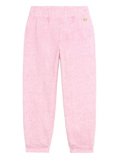 Roberto Cavalli Kids' Damask-print Track Pants In Pink
