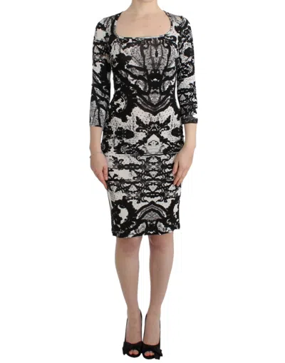 Roberto Cavalli Damask-printed Jersey Dress In Black