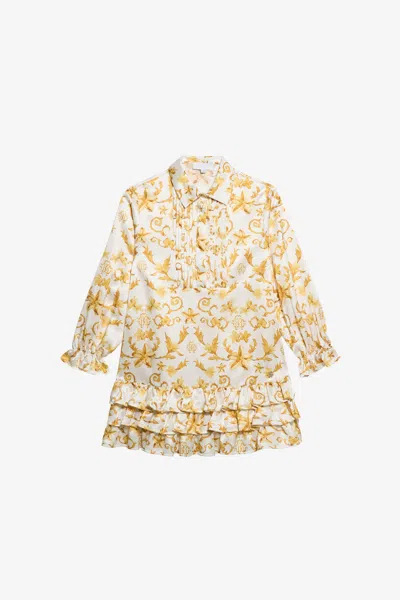 Roberto Cavalli Danza Floreale Bordeaux Print Silk Mini Dress In Multi