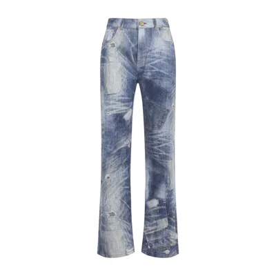 Roberto Cavalli Dark Blue 5-pocket Cotton Jeans In Purple
