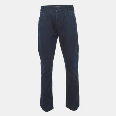 Roberto Cavalli Dark Blue Denim Straight Fit Jeans In Black