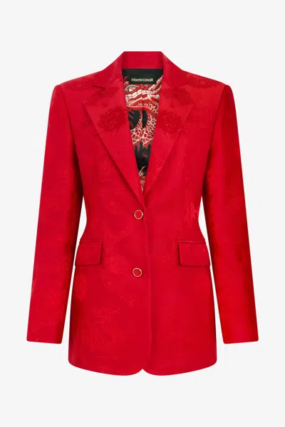 Roberto Cavalli Dark Red Jacket With Dragon Motif