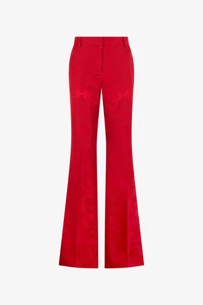 Roberto Cavalli Dark Red Trousers With Dragon Pattern