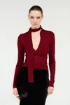 Roberto Cavalli Dark Red Wrap-over Sweater In Burgundy