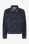 Roberto Cavalli Denim Jacket With Studs And Stones In Blue
