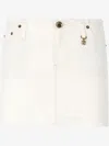 Roberto Cavalli Frayed Denim Miniskirt In Neutrals