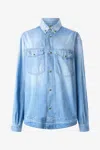 Roberto Cavalli Denim Shirt With Jewel Buttons In Blue
