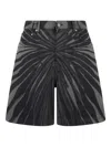 Roberto Cavalli Ray Of Gold Print Bermuda Shorts In Black