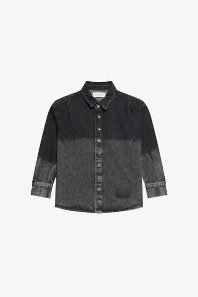 Roberto Cavalli Kids' Denim-hemd Mit Ombré-effekt In Gray