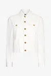 Roberto Cavalli Denim Jacket With Gold Buttons In White