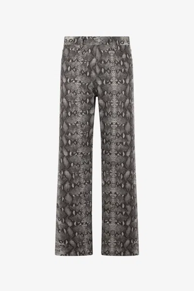 Roberto Cavalli Python Print Denim Jeans In Animal Print