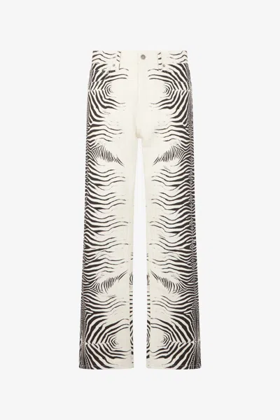 Roberto Cavalli Zebra Print Denim Jeans In Multi