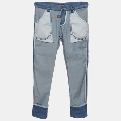 Pre-owned Roberto Cavalli Devils Kids Blue Denim Inside Out Jeans 9 Yrs/waist 24"