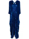 Roberto Cavalli Devoré-effect Kaftan Dress In Blue