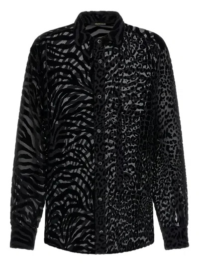 Roberto Cavalli Devorè-effect Shirt In Black
