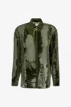 Roberto Cavalli Devoré Shirt In Dark Green