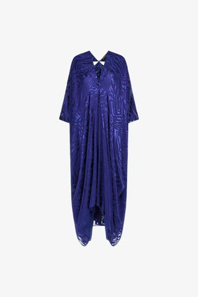 Roberto Cavalli Kaftan Devore' Mit Zebra-print In Blue