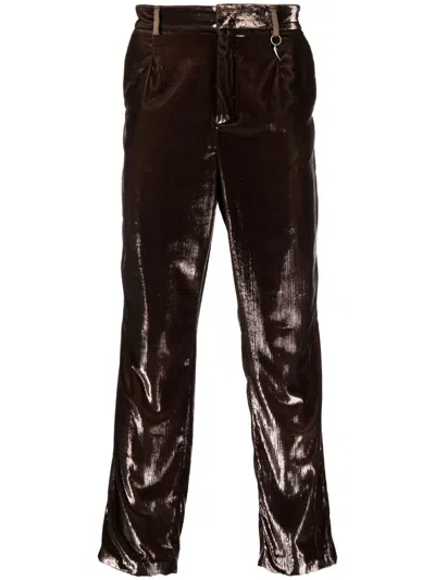 Roberto Cavalli Distressed-effect Tailored Trousers In Brown