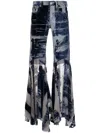 Roberto Cavalli Distressed Flared Trousers In Blue