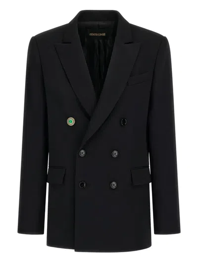 Roberto Cavalli Double-breasted Blazer In Black