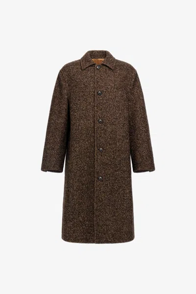 Roberto Cavalli Double-breasted Coat In Brown
