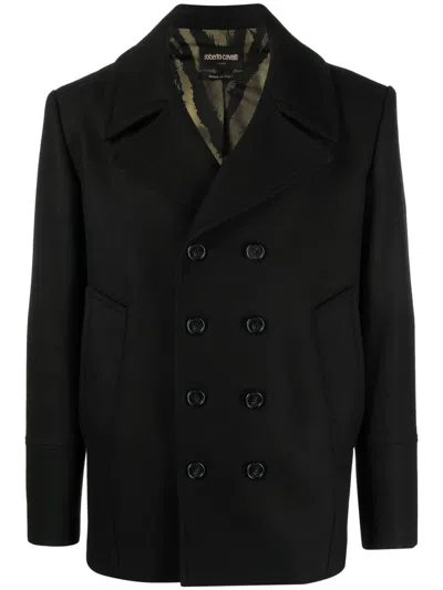 Roberto Cavalli Double-breasted Jacket In Black