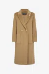 Roberto Cavalli Double-breasted Long Coat In Camel