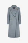 Roberto Cavalli Double-breasted Long Coat In Grey Melange