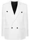 Roberto Cavalli Double-breasted Virgin-wool Blazer In White