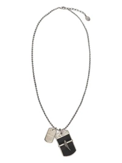 Roberto Cavalli Double-tag Necklace In Silver